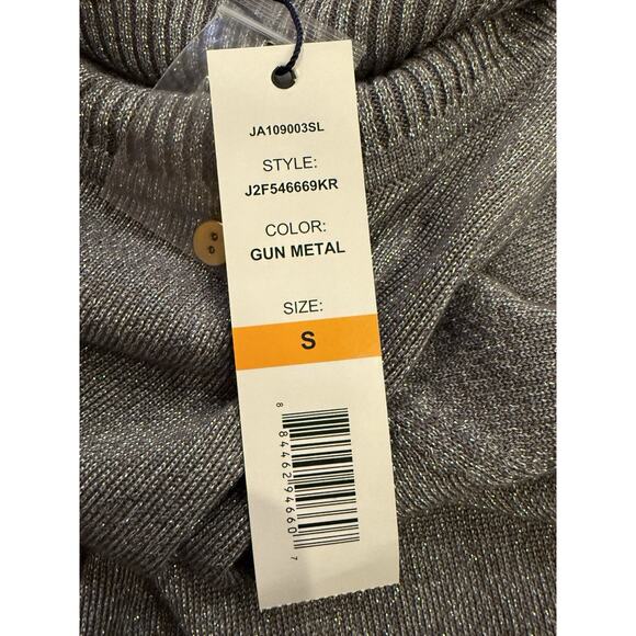 Joseph A Womens Silver Metallic Long Sleeve Turtleneck Sweater Size S NWT $55 - Picture 6 of 9